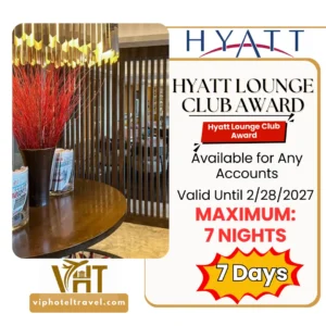 Hyatt Lounge Club Award – Access for Up to 7 Nights, Valid Through 02/28/2027