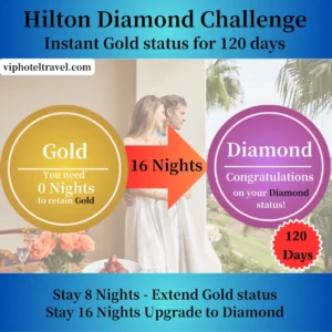 Hilton Diamond Challenge – 120 Days, Stay 16 Nights for Diamond Until 2028